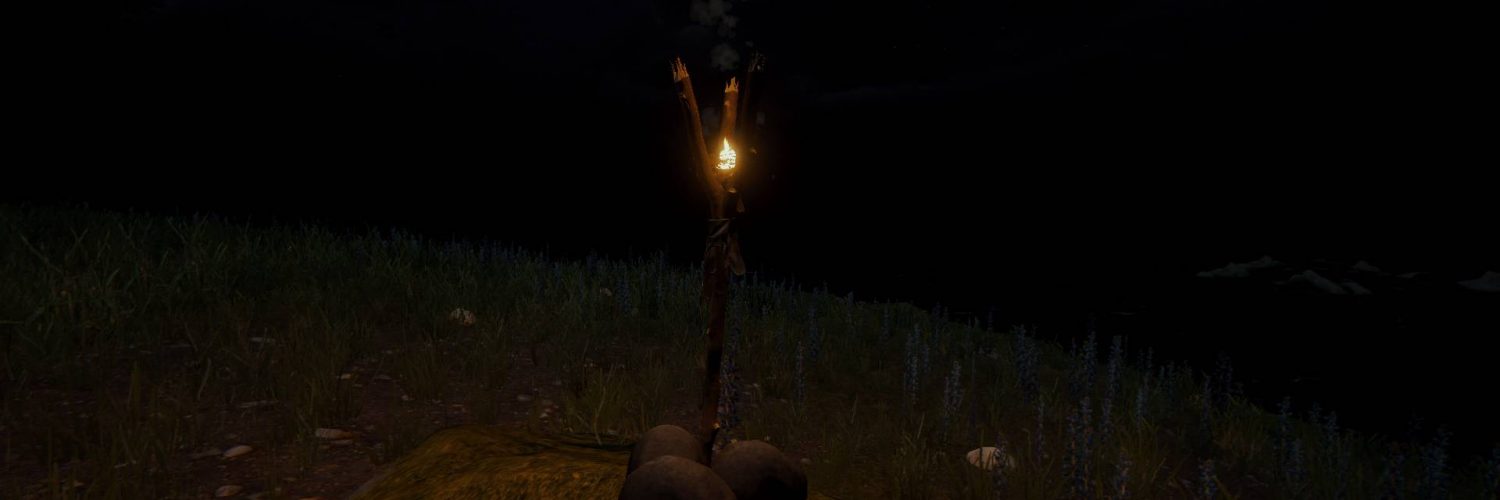 Так выглядит стойка согнём ночью в The Forest