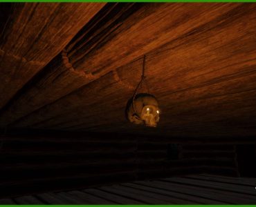 Потолочный светильник из черепа в The Forest